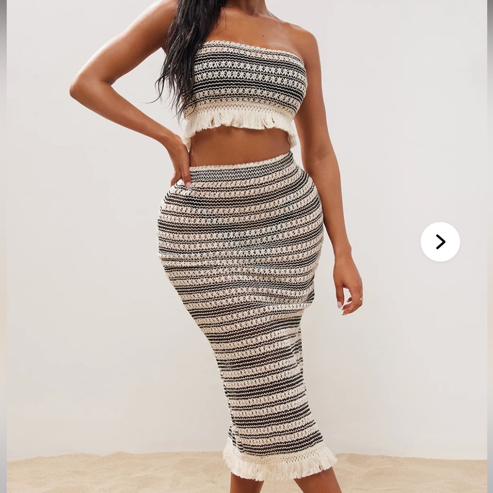 Striped Fringe cover-up set